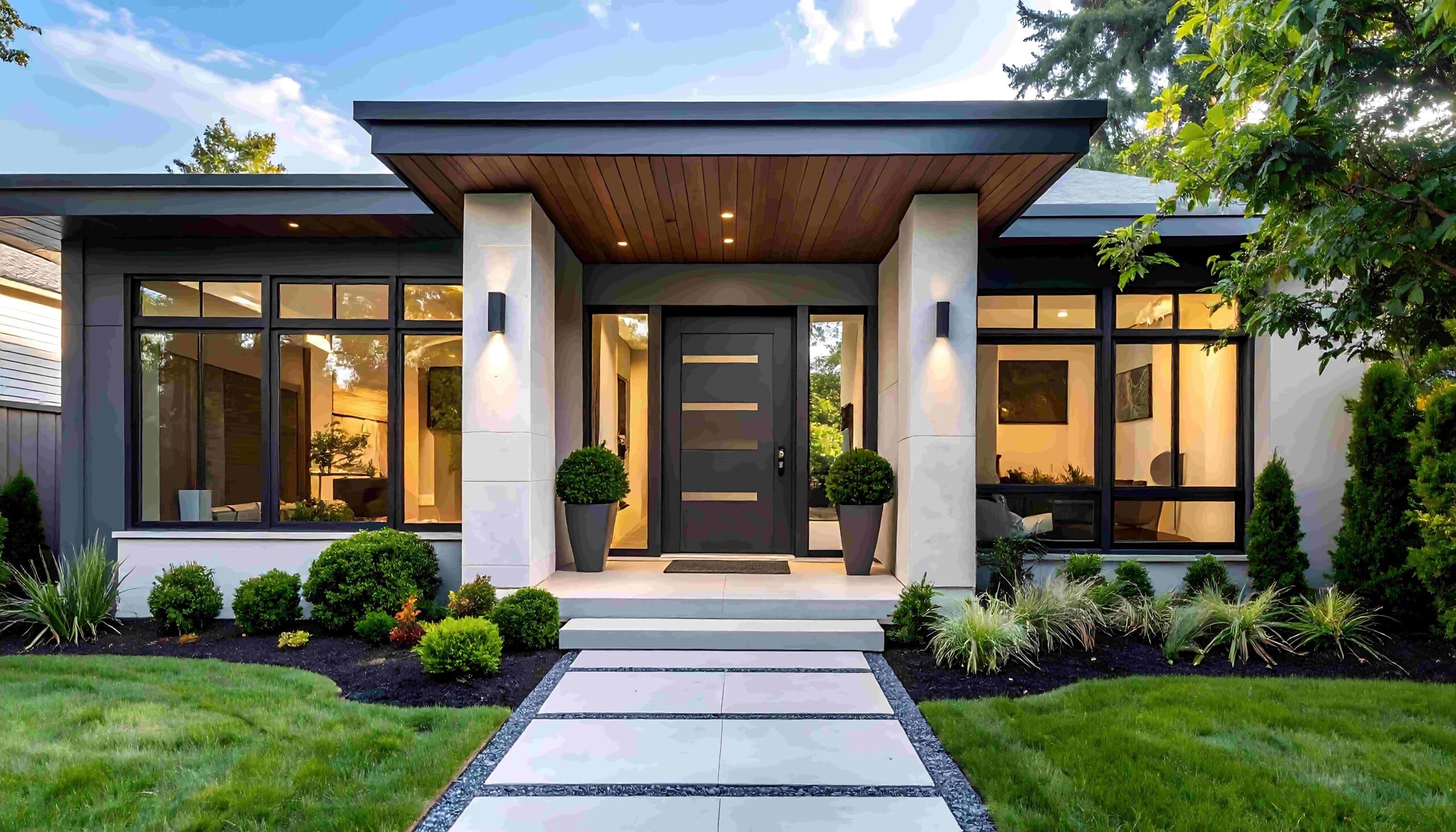 Moderne Hausfassade mit einem einladenden Eingang